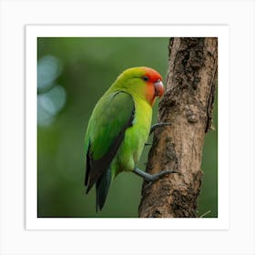 Lovebird On A Tree Art Print