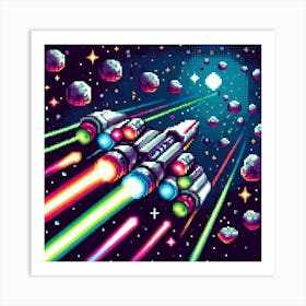 8-bit spaceship 3 Art Print