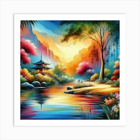 Asian Landscape Painting Art Print