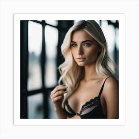 beautiful blonde girl in lingerie bra 2 Art Print