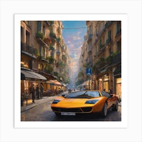 Lamborghini in old city Art Print