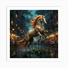 Unicorn In The City Art Print