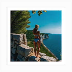 Woman Looking At The Sea Art Print