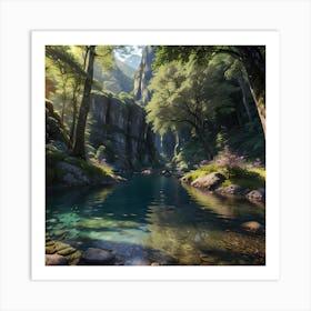 Waterfall In The Forest 1 Art Print