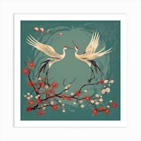 Asian Cranes Art Print