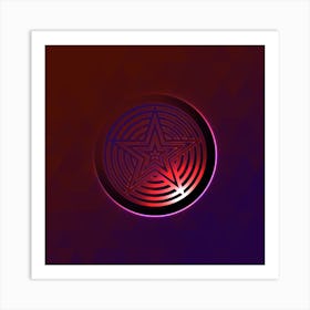 Geometric Neon Glyph on Jewel Tone Triangle Pattern 073 Art Print