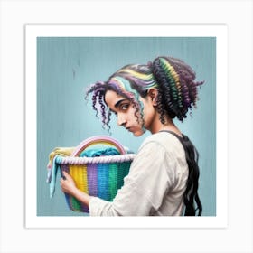 Girl With A Basket of Laundry Art Print