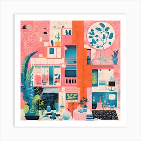 Abstract Scandi Home Illustration Art Print