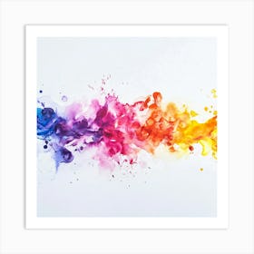 Rainbow Splashes On White Background Art Print