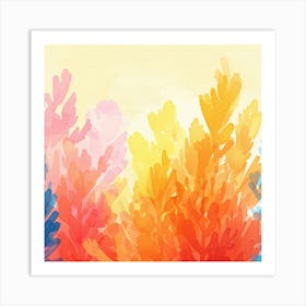 Watercolor Corals Background Art Print