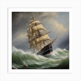 Ship In Rough Seas 2 Art Print