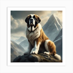 St Bernard Dog 99 Art Print