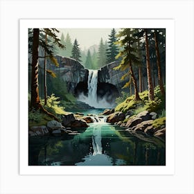 Waterfall In The Forest Art Print