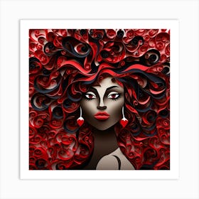 Black Girl With Red Hair Art Print