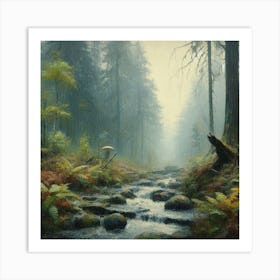 Misty Creek by dee Art Print