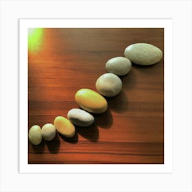 Zen balancing stones at sunset 3 Art Print