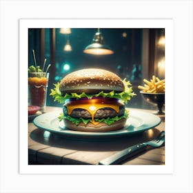 Hamburger On A Plate 109 Art Print