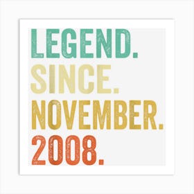 14 Year Old Legend Since November 2008 14th Birthday Boy 1 Art Print