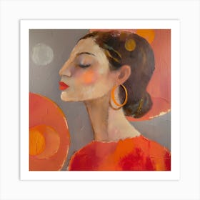 Woman In Orange Art Print