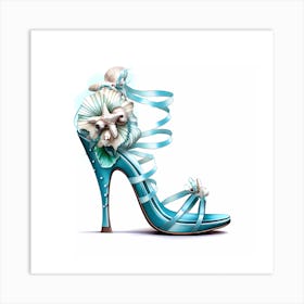Aqua Delight High Heel Shoe Art Print