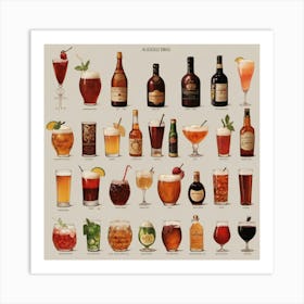 Default Alcoholic Drinks Of Different Countries Aesthetic 3 (1) Art Print