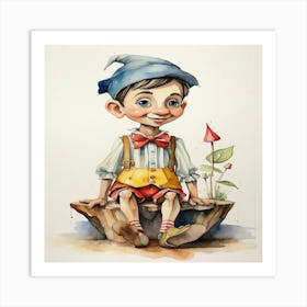 Watercolor Of A Little Boy Art Print