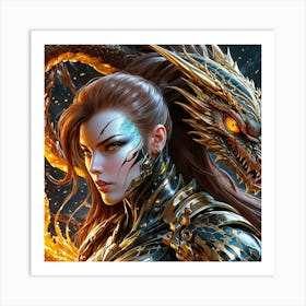 Woman With A Dragon uff Art Print