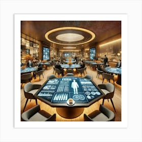 The Interior Of A Futuristic Restaurant Dining Spa Art Print