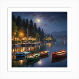 Moonlight On The Lake Art Print