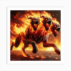 Three Demons In Flames Art Print