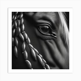 Black And White Portrait Of A Horse Art Print