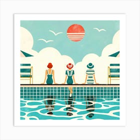 Summer's Day in the Pool Art Print