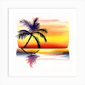Palm Tree At Sunset Art Print