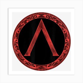 Spartan Warrior Lambda Symbol Shield Art Print