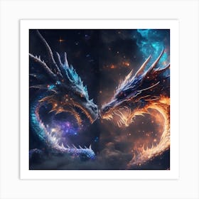 Two Dragons Facing Each Other Art Print