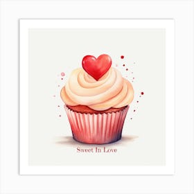 Sweet In Love Cupcake Heart Valentine's Day Art Print