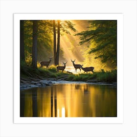 Deer In The Forest art print Art Print