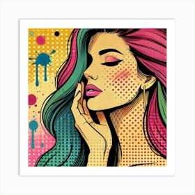 watercolour Pop Girl paint splash portrait Art Print