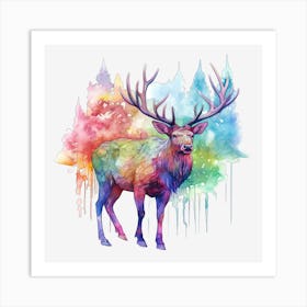 Elk Watercolor Painting Affiche