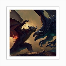 Two Dragons Fighting 2 Art Print