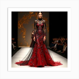 Red And Black Evening Gown 1 Art Print