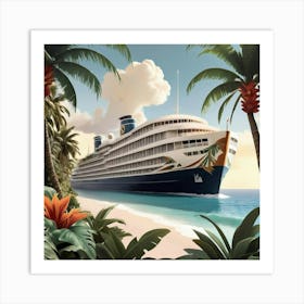 Cruise Ship On The Beach 1 Art Print