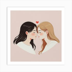 Kissing Girls Art Print