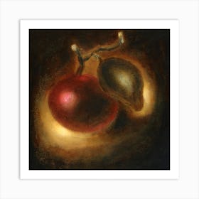 Red Apple - hand painted old masters style figurative classical dark light painting living room bedroom 1 Art Print