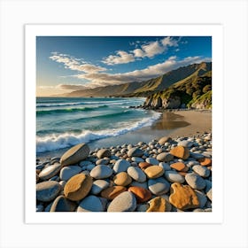 Rocky Beach At Sunset Art Print