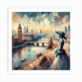 Abstract Art English lady in London 3 Art Print