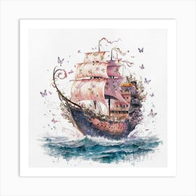 Ship In The Sea Art Print