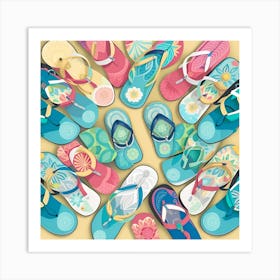 Flip Flops Background Art Print