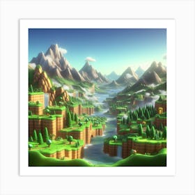 Mario world mountains Art Print