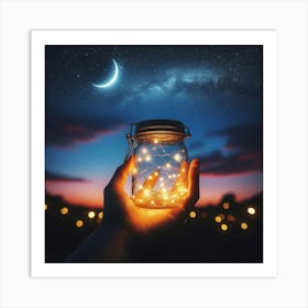 Fairy Lights In A Jar Art Print